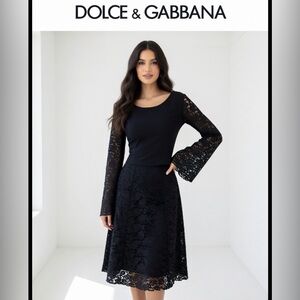 Vintage 90’s Dolce & Gabbana Black Lace Sleeve Top